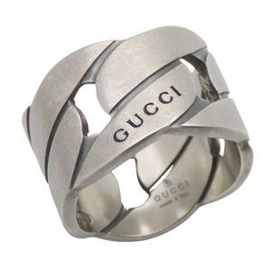 Gucci Ring Chain Motif Wide 9 Silver 925 Approx 7.4g Silver Accessories Matte